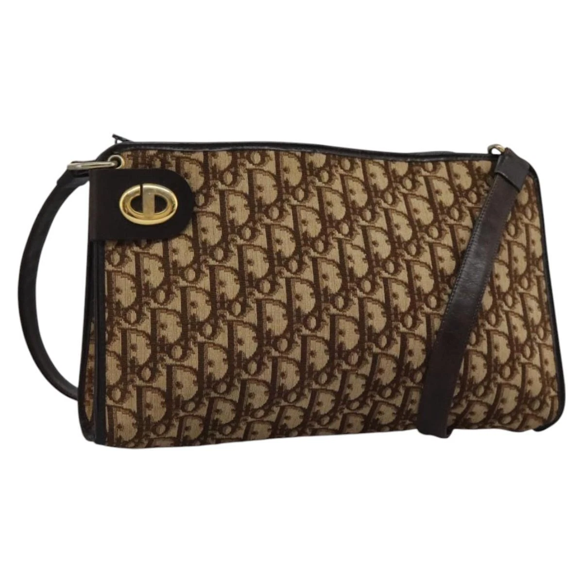 Sac bandoulière Christian Dior trotteur toile marron authentique ep7344