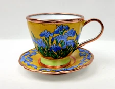 Charlotte di Vita Miniature Cup and Saucer Blue Iris Hand Painted Numbered
