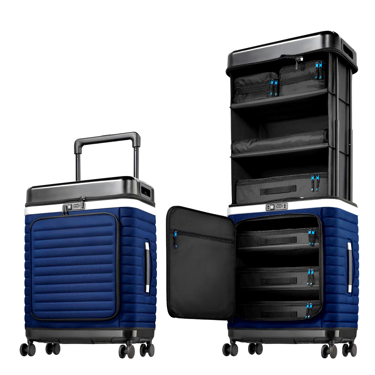 Pull Up Suitcase Dein mobiler Kleiderschrank, Ausziehbarer Reisekoffer  (Blau)