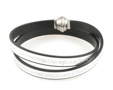 BRACCIALE AMEN PATER MATER CON PADRE NOSTO INCISO CUOIO E ACCIAIO TPNIT20