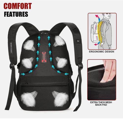 Swicky Reise Laptop Schwarz Rucksack Business College mit USB Aufladung Neu - Bild 6 von 6