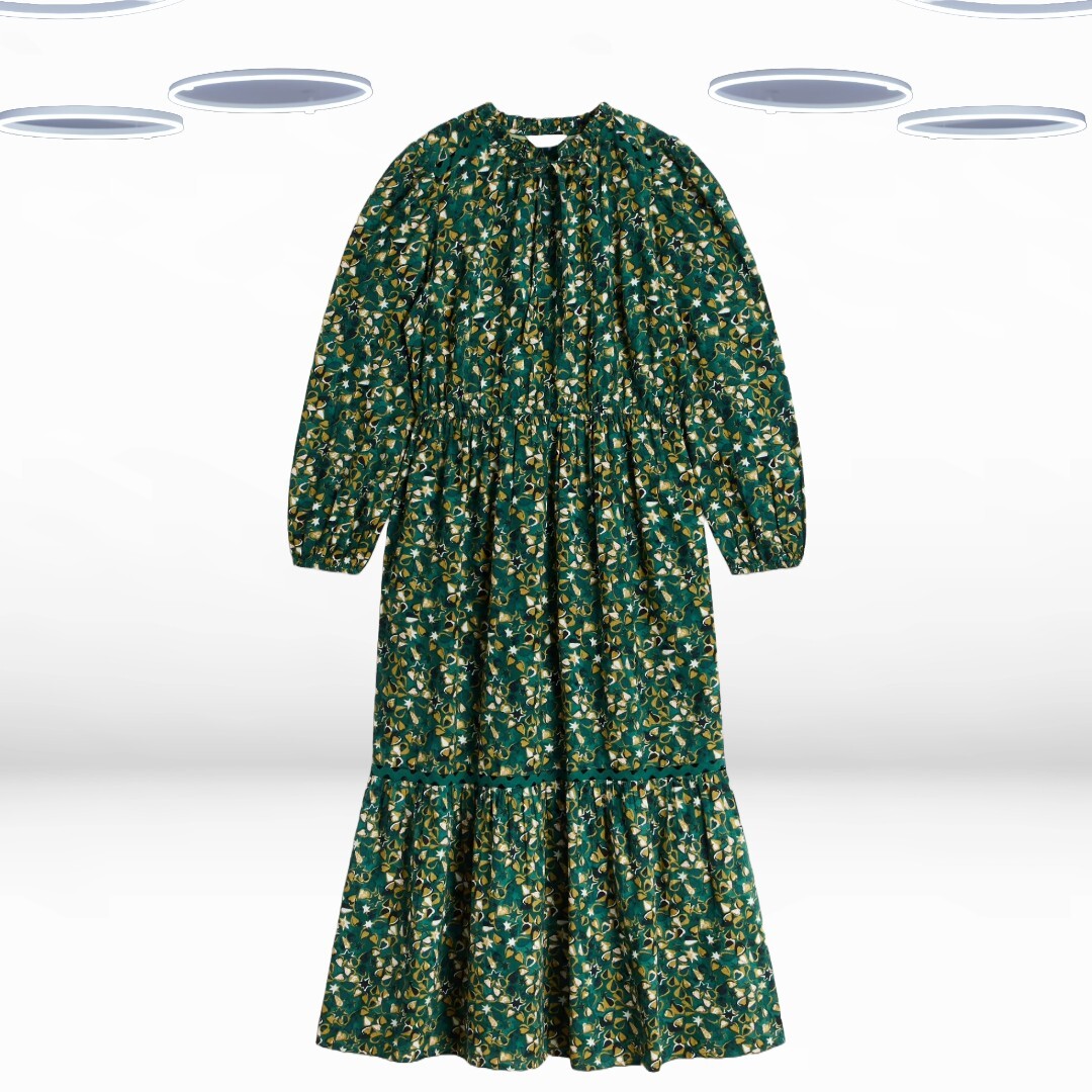 Maxi vestido para mujer Ex White Stuff manga larga en verde floral