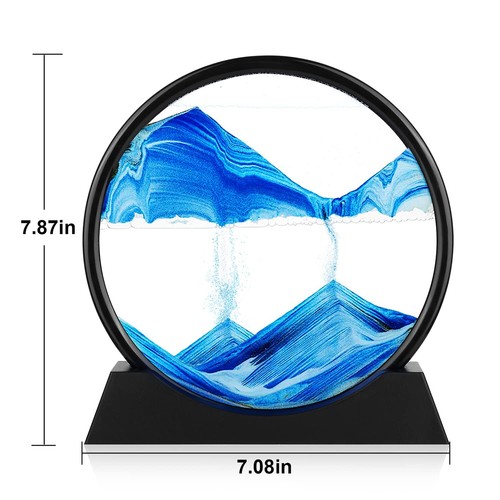 Moving Sand Art Picture 3D Quicksand Painting Decor Round Glass 3D