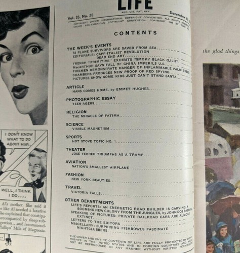 LIFE Magazine VTG Dec 20 1948 Teenage Culture, Russian Spies, US China, Santa Ad - Picture 2 of 9