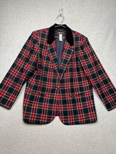 Sag Harbor Vintage Plaid Blazer Jacket Size 14 Wool Blend Retro Preppy Classic