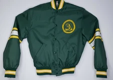 Vtg Mattoon High School Fighting Green Wave Nylon Varsity Jacket Men's Medium