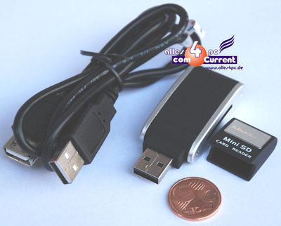 USB CHIP READER MINI SD MINI-SD CATDREADER CARD + USB EXTENSION CABLE