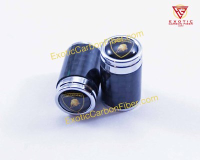 Reifenventil / Stem Caps Lamborghini Wappen / Emblem Carbonfaser - 3D Gold Logo