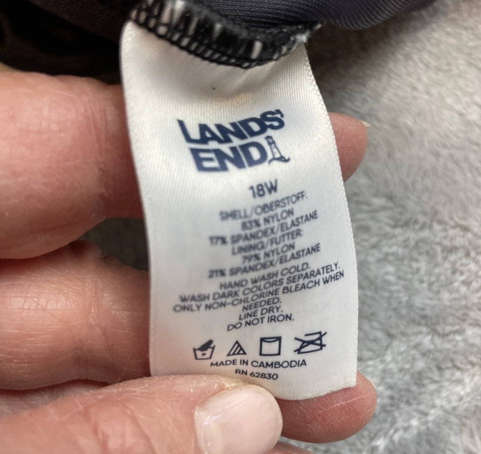 Traje de baño Lands End de una pieza para mujer 18 W negro manga gorra sujetador acolchado espalda cruzada Foto 4 de 4