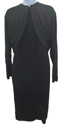Vtg 70s Adele Simpson Black Satin Dress Rare Art Deco Style Small Glamorous - Picture 11 of 18