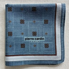 VTG Blue Glen Check Cotton Pocket Square Small Medallion Mens Handkerchief 17" M