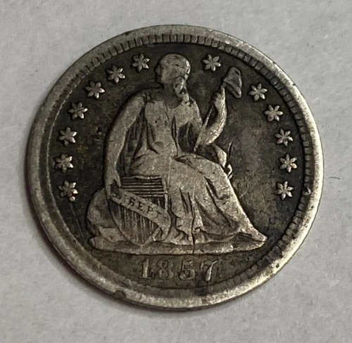 1857 VF+ - Seated Liberty Half Dime - Exact Coin Imaged #SL204