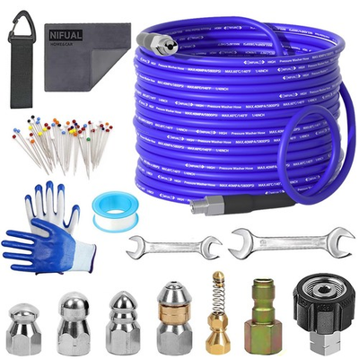 #ad NIFUAL 150FT Sewer Jetter Kit for Pressure Washer 5800PSI 150 feet $135.41