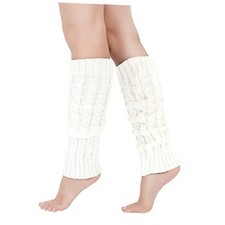 Leg Warmers for Women 80s Cable Knit Leg Warmer for Ballet Dance D-white