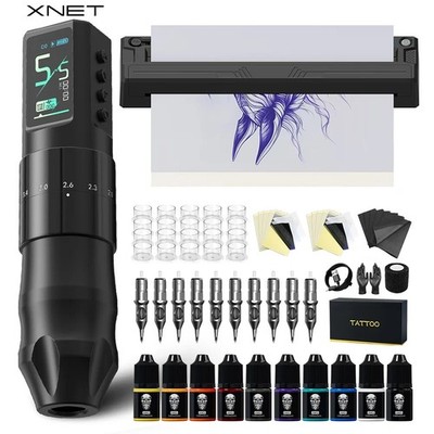 Kabellose Tattoomaschine Komplettset mit Tattoodrucker 7 Striche 1600mAh Akku