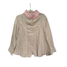 Vintage Sesame Street Toddler Jacket 3T Pink Trim Plaid Big Bird Retro Coat