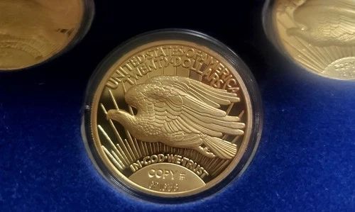 1933 GOLD DOUBLE EAGLE PROOF NATIONAL COLLECTORS MINT 3 COIN W/ COA & Case #1638