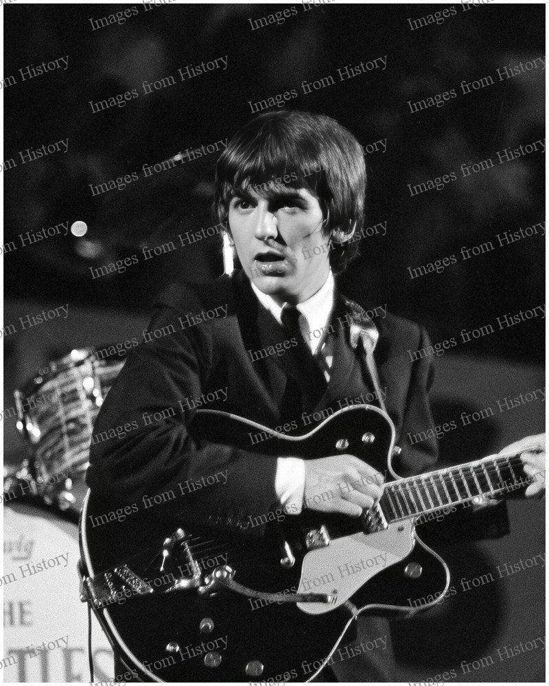 8x10 Print George Harrison Beatles on Stage Cincinnati Ohio 1964
