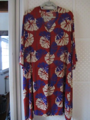 Gudrun Sjödén XL - Kleid ''Charmante'', Bordeaux-Weiß-Blau-Nuance, Viskose