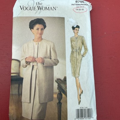 Vogue 8756 Vintage Damen & Jacke Kleid Schnittmuster komplett Gr. 14 16 18