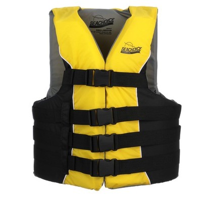 Level 70 Life Jacket, Deluxe Adjustable 4-Belt Ski Vest, Yellow and Black, Si...