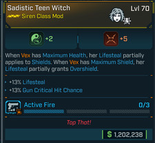 BORDERLANDS 4⭐TEEN WITCH CLASS CLASS MOD⭐VEX ⭐5 GRAVE THIRST⭐GUN CRIT HIT CHANCE