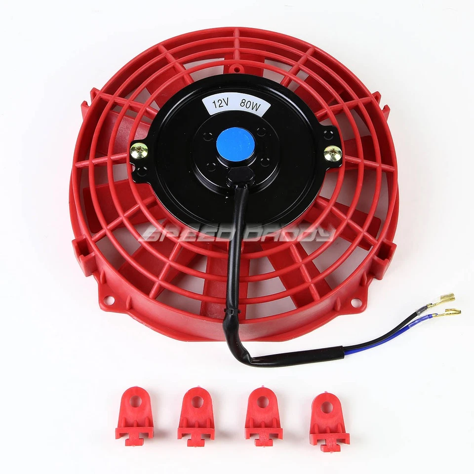 RADIADOR ALUMINIO 3 FILAS + 2X VENTILADOR 7" ROJO PARA FORD PINTO MERCURY COMET/COUGAR l6/V8 Foto 4 de 4