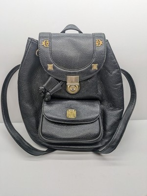 Authentic Vintage MCM Black Leather Backpack
