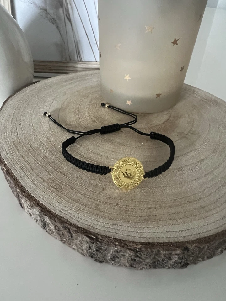 Ceyrek Bileklik|Armband| vergoldet|Altin Kaplama-Atatürk Münze|Makramee Schwarz - Bild 3 von 4