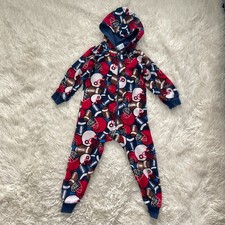 The Childrens Place Fleece Football Hooded One Piece Pajamas Little Boys XS 4