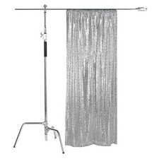 Sequin Backdrop Curtain Panel 2x8FT-Silver Sequin Photography Backdrop Curtai...