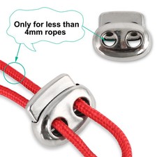 12 Pcs Plastic Cord Locks Double Hole End Spring Stopper Fastener, Silver Tone