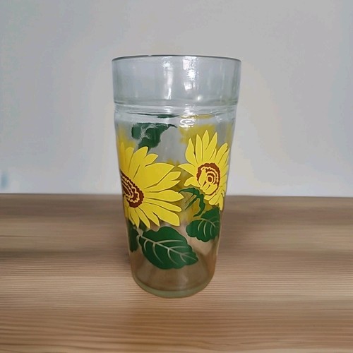 Vintage Anchor Hocking Sunflower Drinking Glass Tumblers Jelly Jar Farmhouse - Picture 2 of 3
