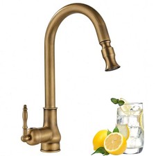Retro Kitchen Sink Mixer Taps Sprayer Pull Out Head Single Lever Mono Faucet Set