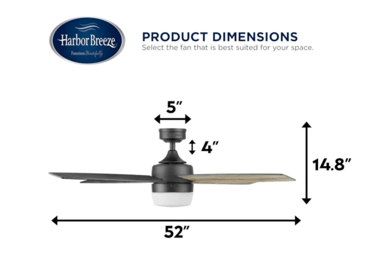 Ventilador Harbor Breeze Boltz II 52" con luz LED y control remoto - negro mate Foto 4 de 4