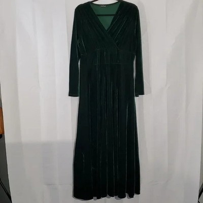 Urban Coco Royal Green Velvet Maxi Dress Size XL Elegant Romantic Balletcore