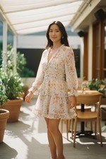 VICI Women’s Medium Floral Ruffle Mini Dress | Zimmermann Inspired | Open Back