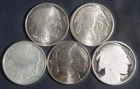 FIVE (5) INDIAN BUFFALO 1 OZ .999 SILVER ROUNDS ( 5 OZ TOTAL)  LOT 190800
