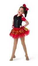 Dance Costume Costume Gallery 20627 Red Medium Child Jazz Sequin Tap Spandex Cl