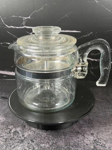 Vintage Pyrex Flameware 7754-B Glass Percolator Coffee Pot Complete 4 Cup