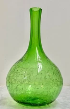 Vintage BLENKO Green Crackle 627L Decanter MCM Excellent