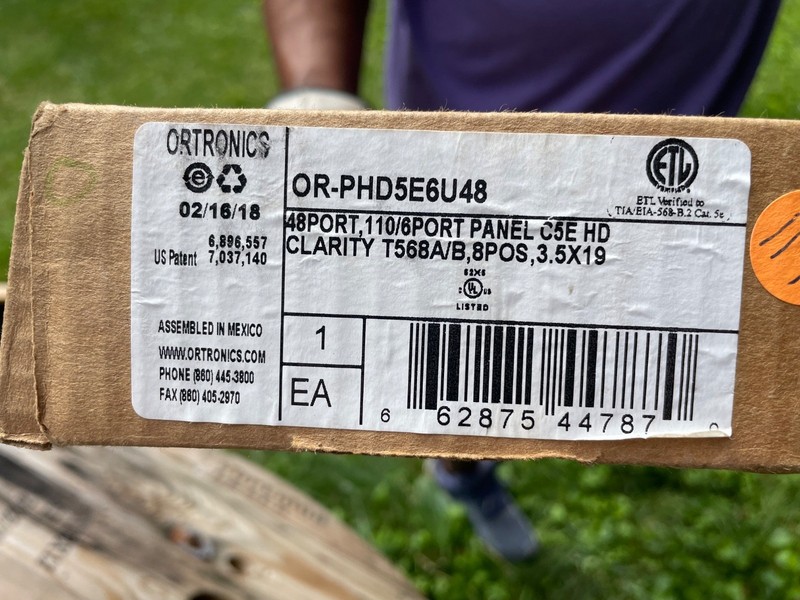 Ortronics OR-PHD5E6U48 48 Port 110/6PORT PANEL C5E HD CLA T568A/B 8 POS 3.5X19