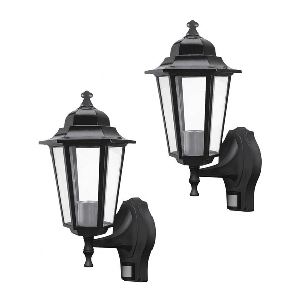 2X Garten Wandleuchte AußEnwandlampe Bewegungsmelder Schwarz Rabalux IP43 E27 60-image