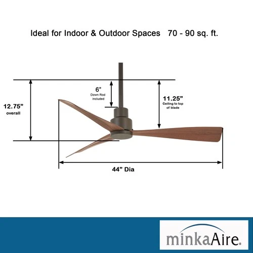 Minka Aire Simple 44"  - Medium Maple 3-Blade Remote Control - Picture 6 of 8
