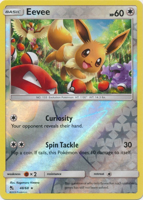 Eevee 48/68 Reverse Holo Hidden Fates NM Pokemon Card