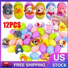 12PCS Filled Easter Eggs with Plush Animal Toys Inside, Prefilled Easter Eggs JQ