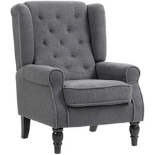 HOMCOM Accent Armchair Retro Tufted Club Home Furniture Fabric Charcoal Grey
