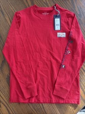 Vineyard Vines T Shirt Youth M Red Christmas Graphic print Long Sleeve New NWT