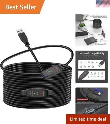 30ft USB 3.0 Extension Cable - Braided High-Speed Data Transfer for All Devices