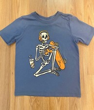      TODDLER BOY HALLOWEEN TEE SIZE XS 4/5 SHORT SLEEVE SHIRT SKELETON TEE
